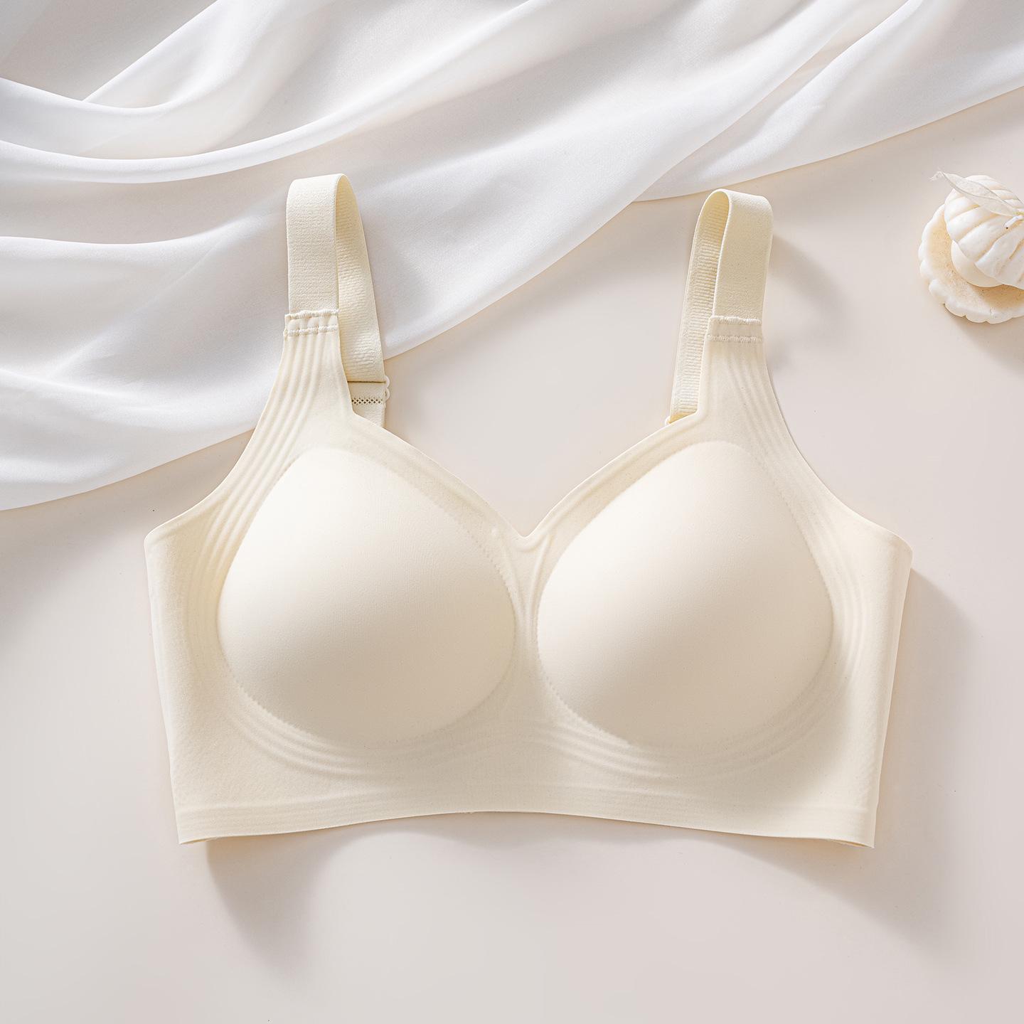 Jelly Strip Seamless Bra for Large Busts: Minimizes Appearance, Breathable, Soft Support, Fixed Cup. M