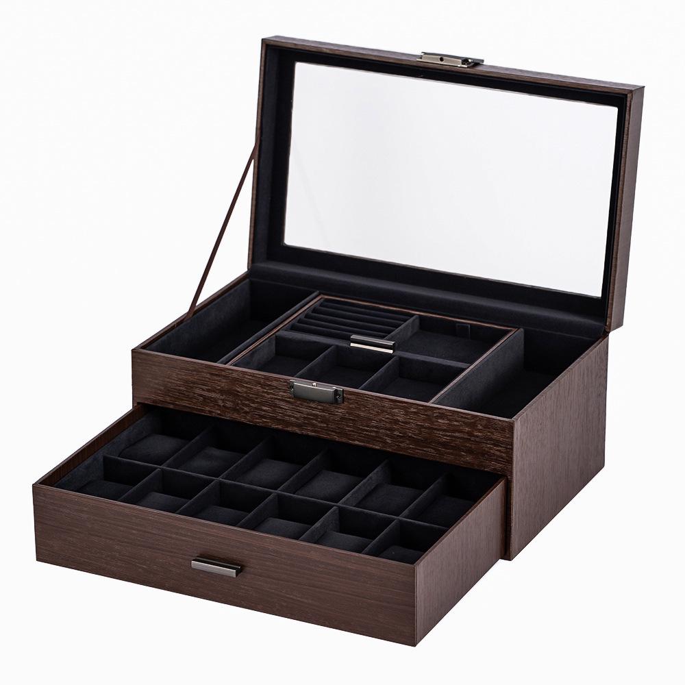 2025 Walnut Wood Grain Watch & Sunglasses Storage Box