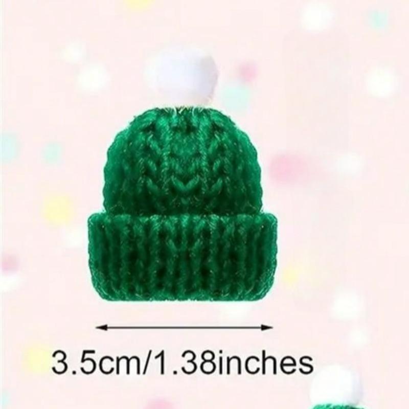 20pcs Mini Knitted Christmas Hats, Handmade DIY Party Decorations, Polyester, No Feather, Hand Wash Only, Festive Home