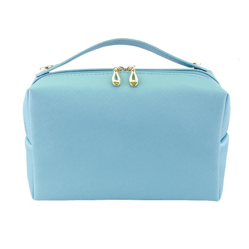Cosmetic Bag Women Popular Product Pu Hand-Held Portable Square Waterproof Zipper Cute Travel Makeup Skincare Bag