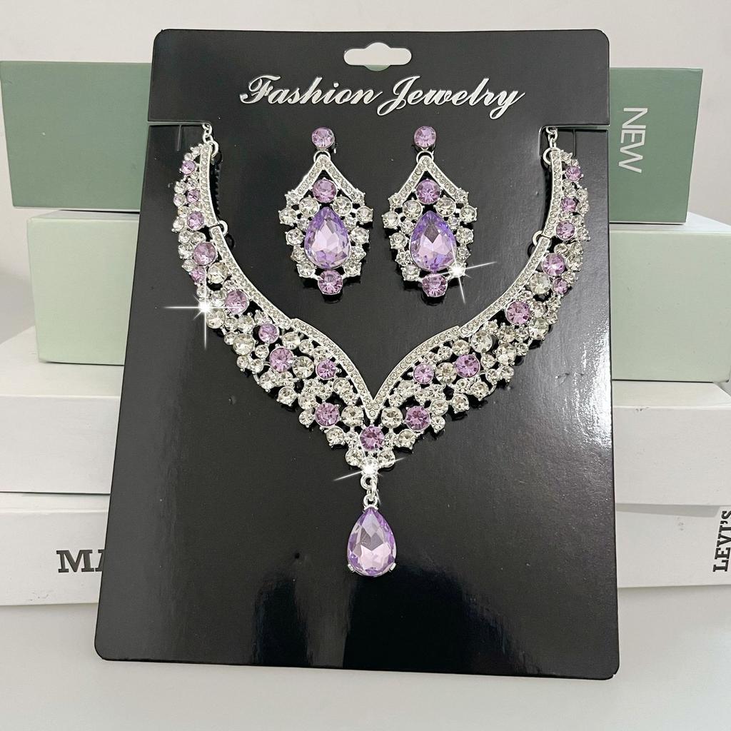 2026 Retro Jewelry Exaggerated Necklace Earrings Large Set Luxury Crystal Jewelry Banquet Wear