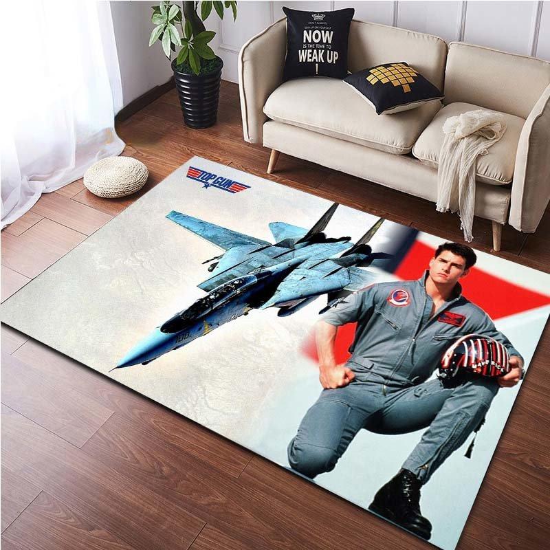 Top Gun Fighter Tom Cruise Carpet for Living Room Home Decoration Bedroom Bedside Floor Mat Non-Slip Corridor Balcony Rugs