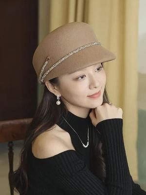 French Retro Wool Felt Women's Octagonal Hat for Autumn and Winter