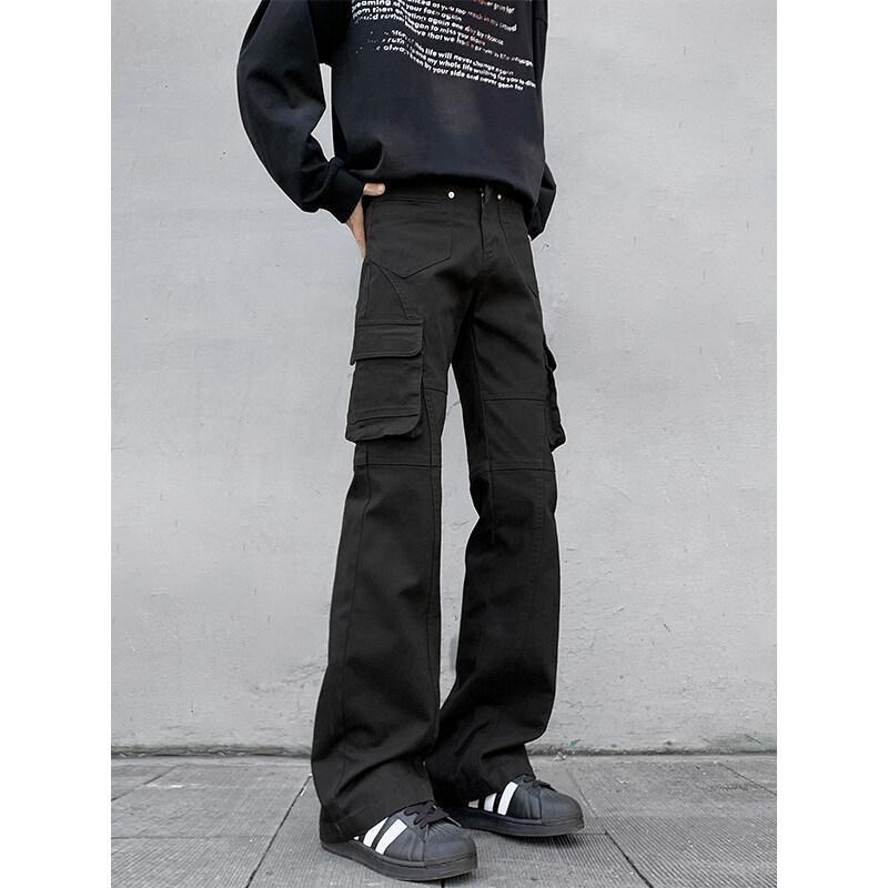 Niche Slim-fit Personalized Hip-hop Camouflage Straight-leg Jeans Men's Versatile Fashion Multi-pocket Splicing Design Overalls