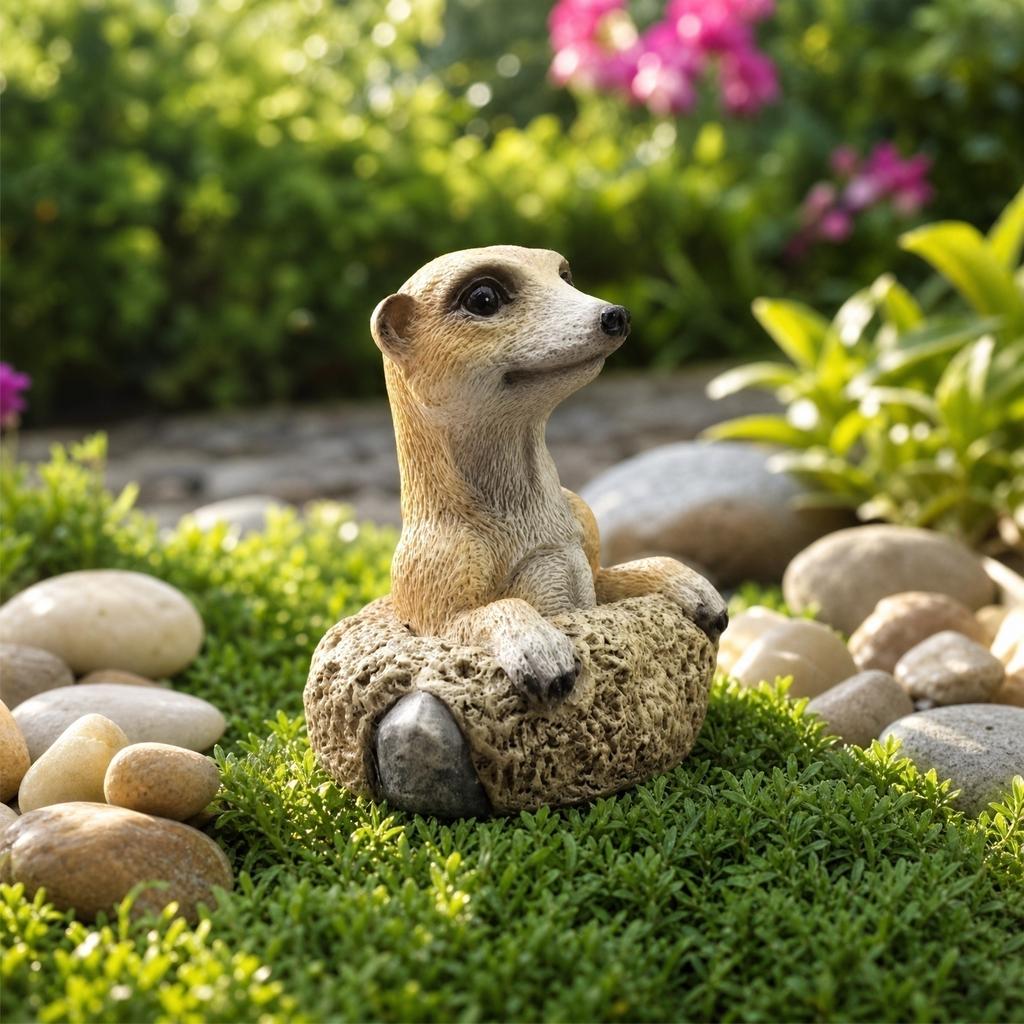 Figurina Realistica di Suricato in Resina per Decorazione Animale da Giardino