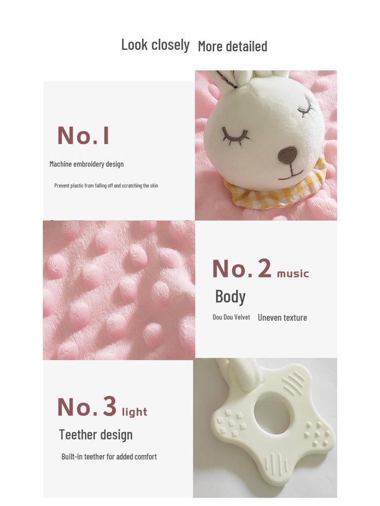 Baby Soothing Tag Blanket - Edible Sleep Aid & Early Education Cartoon Plush Doll