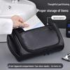 Men's PU Leather Handheld Cosmetic Bag: High-Capacity Waterproof Toiletry Travel Case