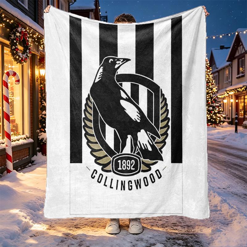 Collingwood Magpies Pattern Blanket for Home Decoration, Bed, Sofa, Car Travel, Camping, Suitable for All Seasons, Birthday Christmas Gift