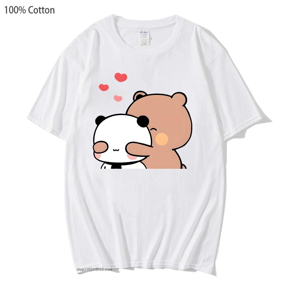 Panda Bear T-Shirts Cartoon  Bubu Dudu Graphic Tshirt Womens Clothes Short Sleeve Tee Girls Kawaii Clothes Y2k Tops Cotton