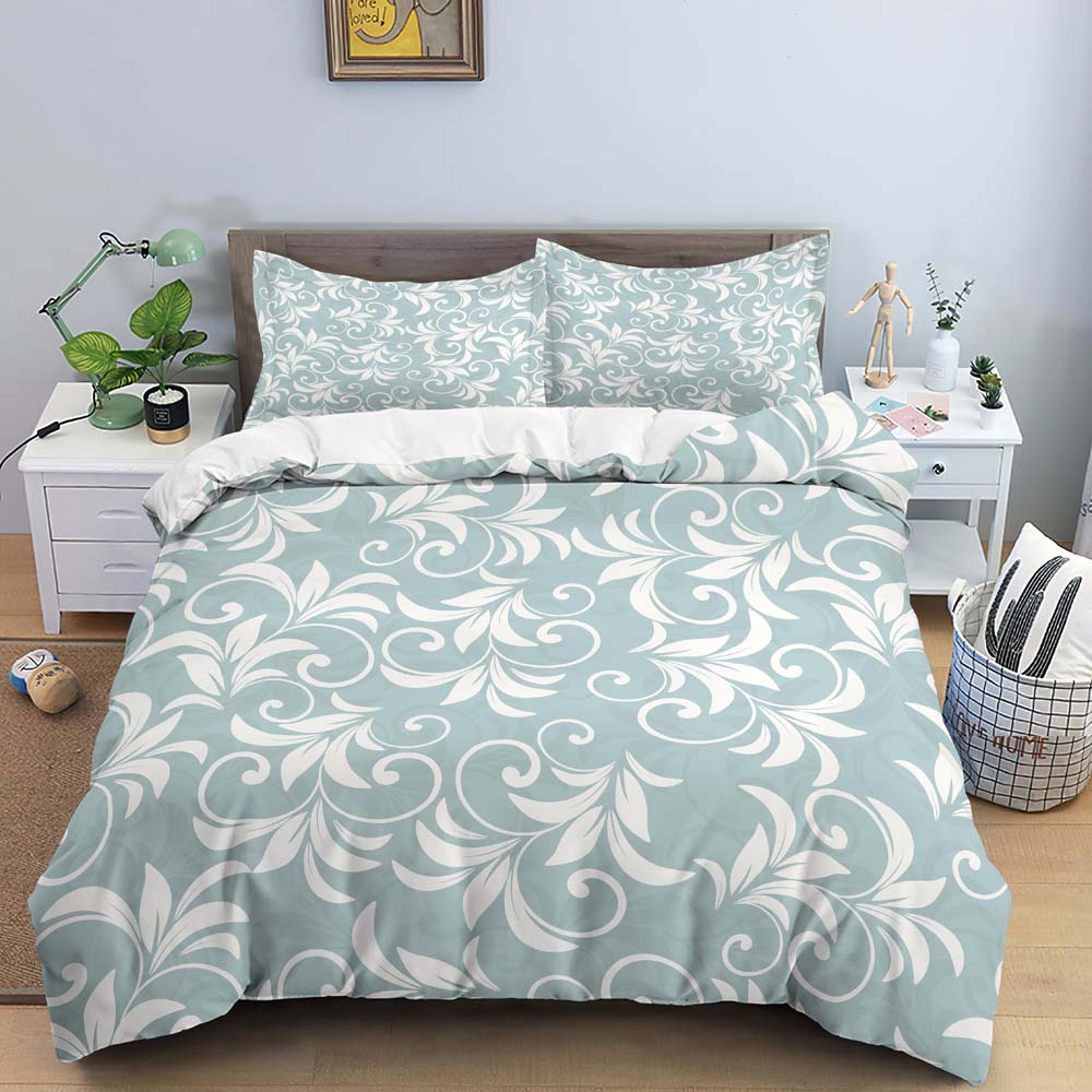 Flower Leaves Duvet Cover Set Fashion Pattern Print Polyester Comforter Covers with Pillow Case King Queen Twin Size Bedding Set