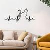 Art Mural Chat Cœur en Métal Vintage Sculpture en Fer Noir avec Motif Miaou Parfait pour la Décoration de Chambre à Coucher Cadeau pour Amoureux des Chats