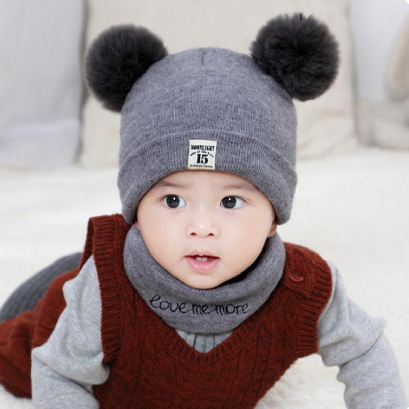 Knitted Pompon Hat for Children, Baby Warm Ear Protection Hat, Customizable Styles