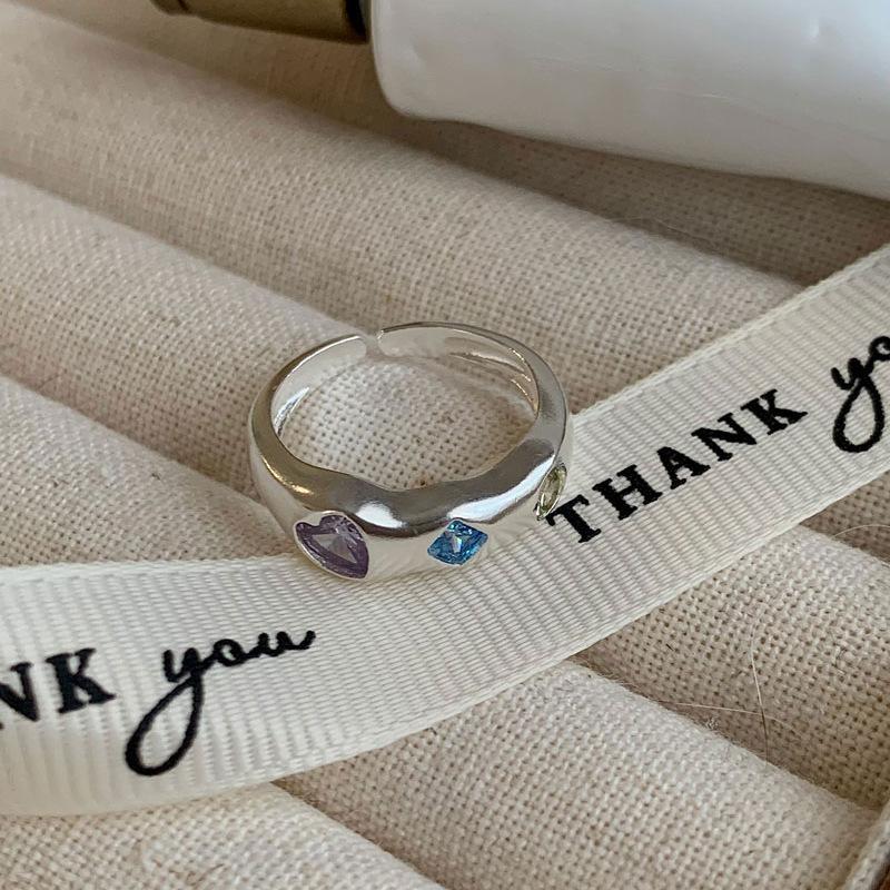 

Современное милое крутое медное кольцо в форме сердца с разноцветными драгоценными камнями для женщин, современное J3412