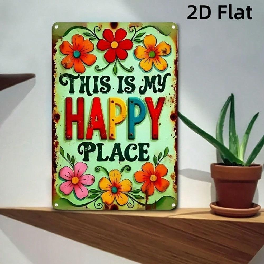 Vintage Tin Metal Sign This Is My Happy Place Retro Wall Art 8x12 Inches Home Decor