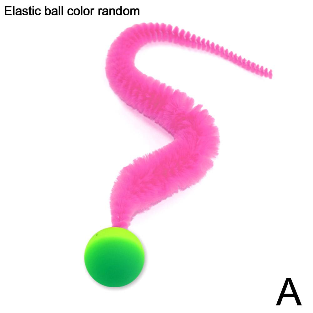 Katzen Teaser Buntes Spielzeug Hüpfball Flauschiger Schwanz Simulation Kätzchen Biss Teaser Werkzeug Interaktives Katze Elastisches Spielzeug Zubehör