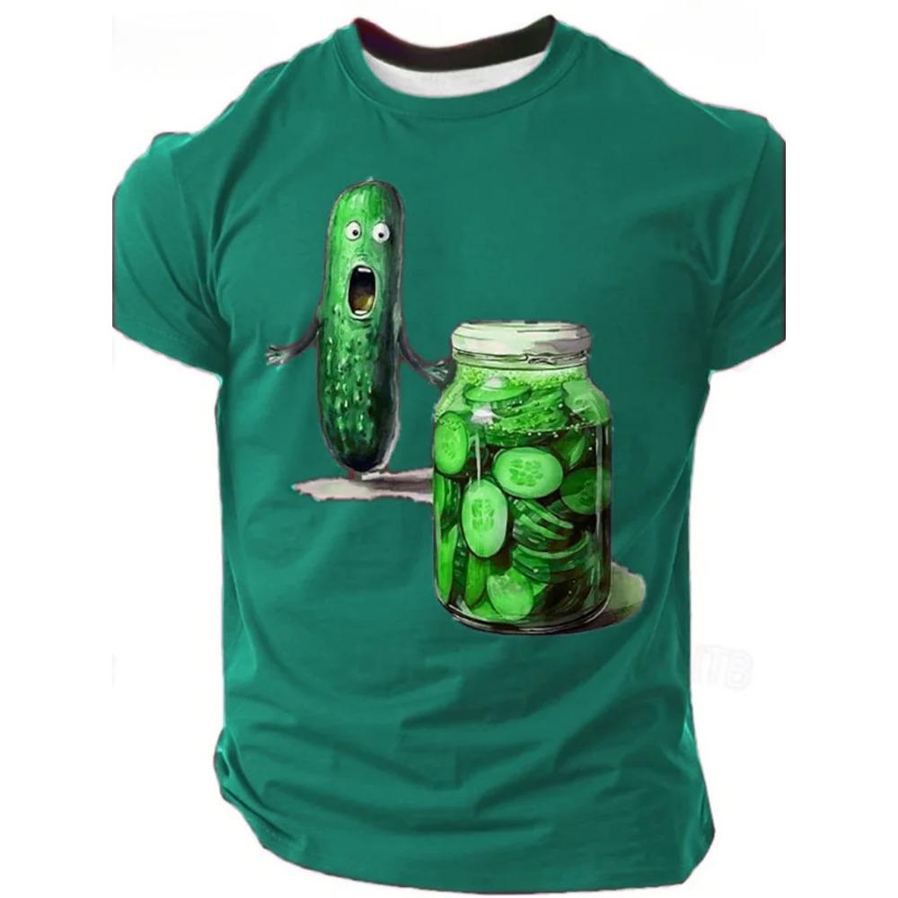 

Футболки з мультяшним візерунком огірків Літні дихаючі топи для вулиці Модні чоловічі футболки з круглим вирізом та коротким рукавом S