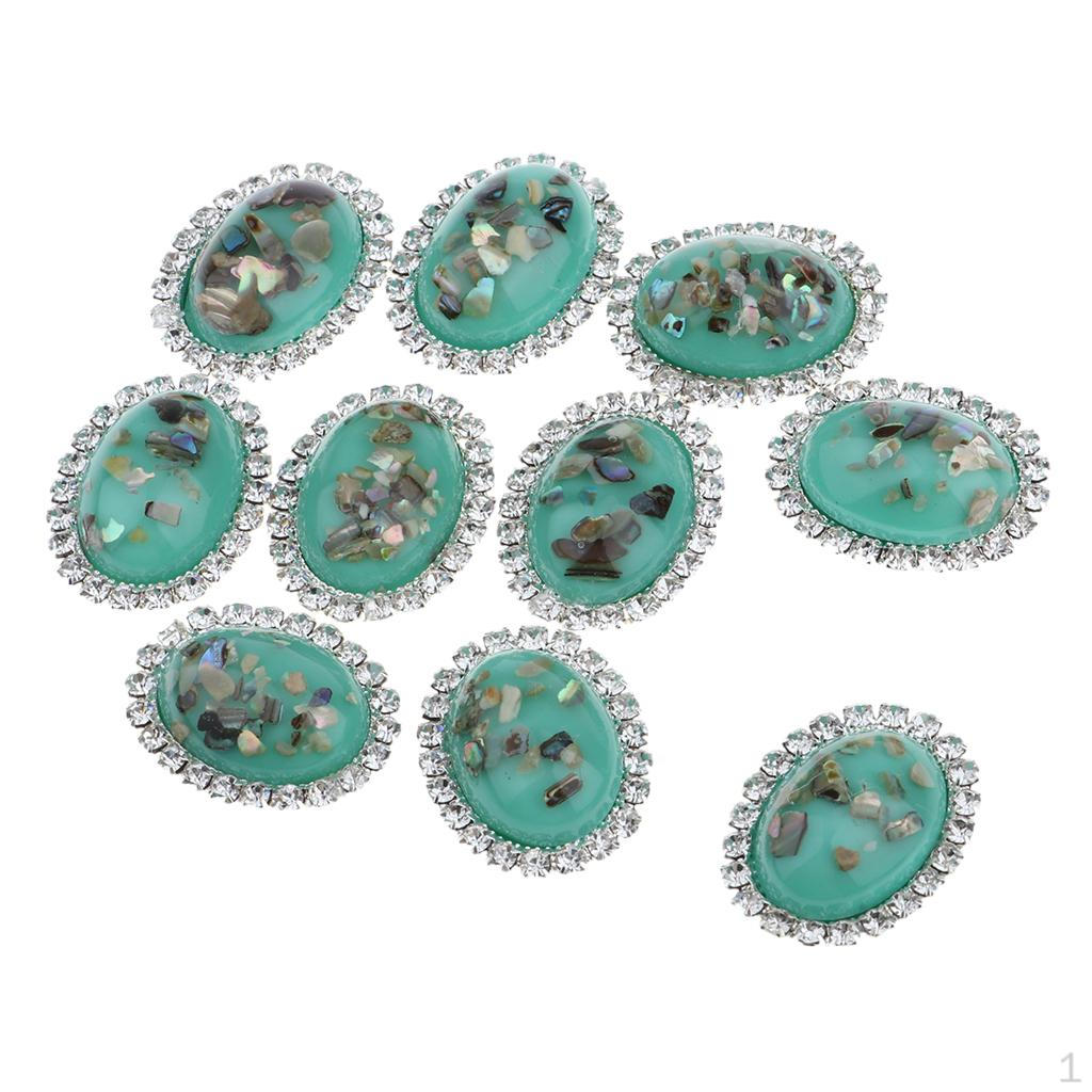 Oval Alloy Pearl Rhinestone Crystal Buttons Flatback Wedding Scrapbooking Embellishments DIY Gifts, зелёный