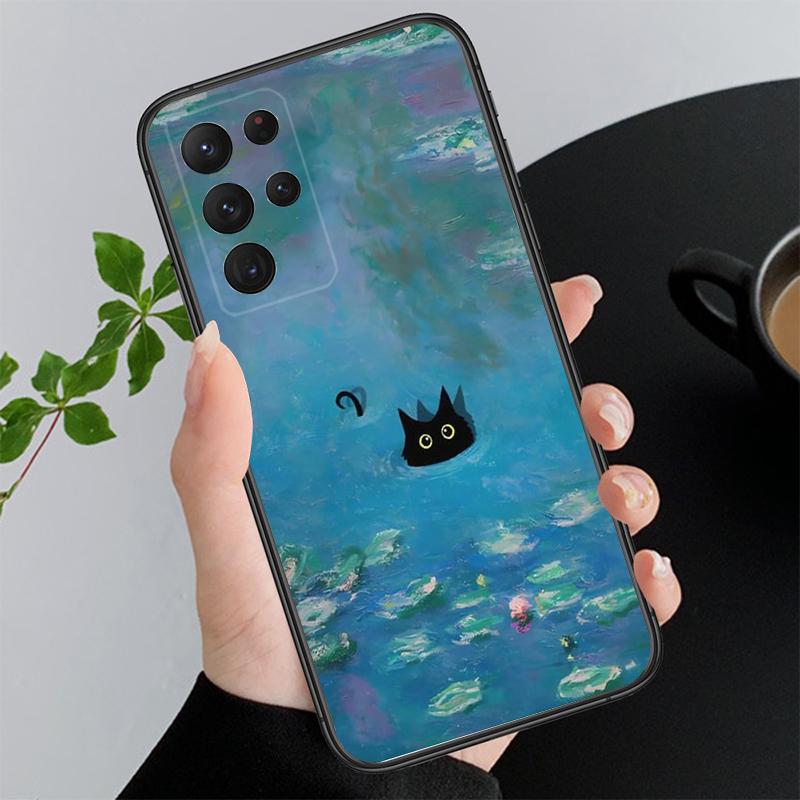 Retro Oil Painting Van-Gogh Cat Phone Case For Samsung Galaxy A52S A04S A21S A33 A23 A13 A14 A32 A52 A53 A54 A51 A71 M51