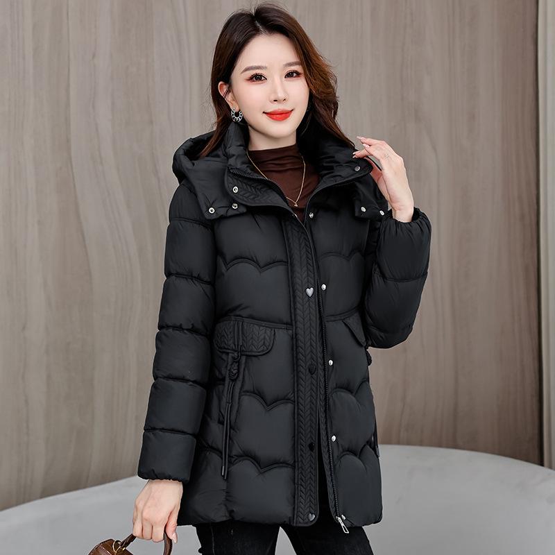 2025 Winter Women's Plus-Size Mid-Length Cotton Jacket - Warm and Fashionable for Mothers