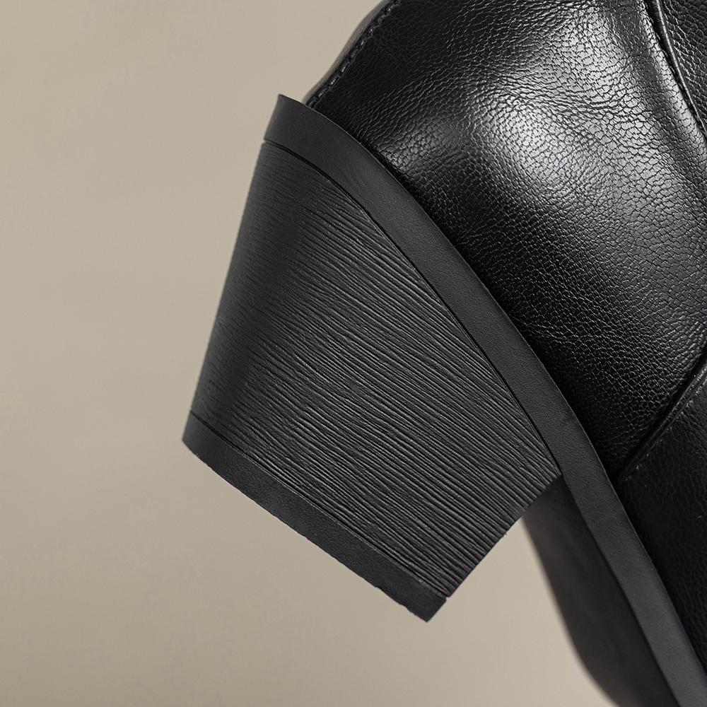 Brown Black Women Knee High Boots High Block Heel Big Size 46