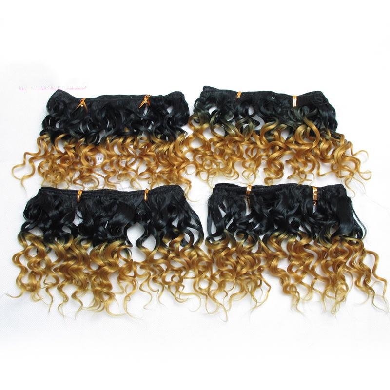 Tissage Naturel Synthetisches Webhaar 6 Zoll Ombré Lockiges Haar 6 Farben 4 Stück 1 Los