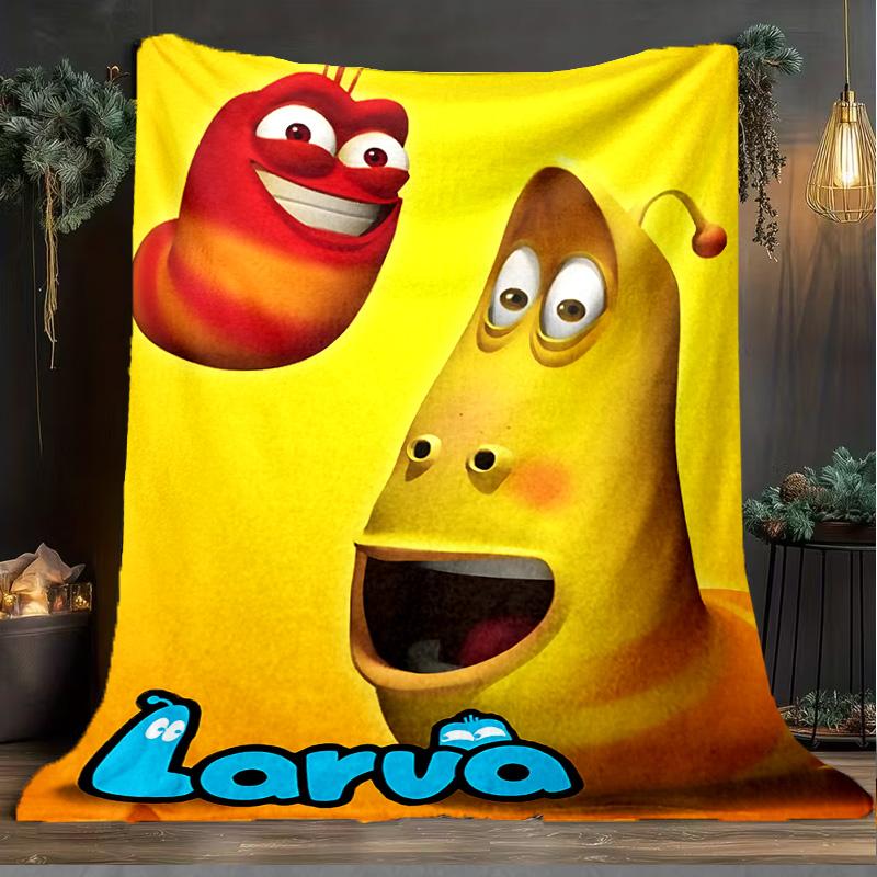 1PC Larva Blanket Flannel Throw for Sofa, Indoor, Camping, Living Room, Office, Chair, And Bed Soft Birthday Christmas Gift