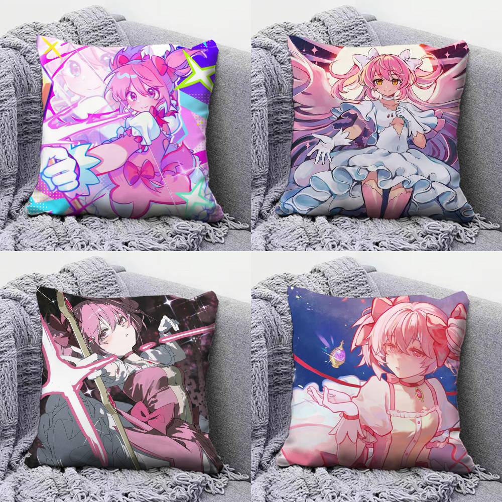 Madoka Kaname Anime Girl Puella Magi Madoka Magica Pillow Covers Home Sofa Cushion Covers and Aecorative Custom