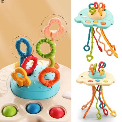 3 In 1 Develop Teething Montessori Sensory Toys Baby Toy 1-3 Years Silicone Pull String Educational Toys for Babies 0 12 Months