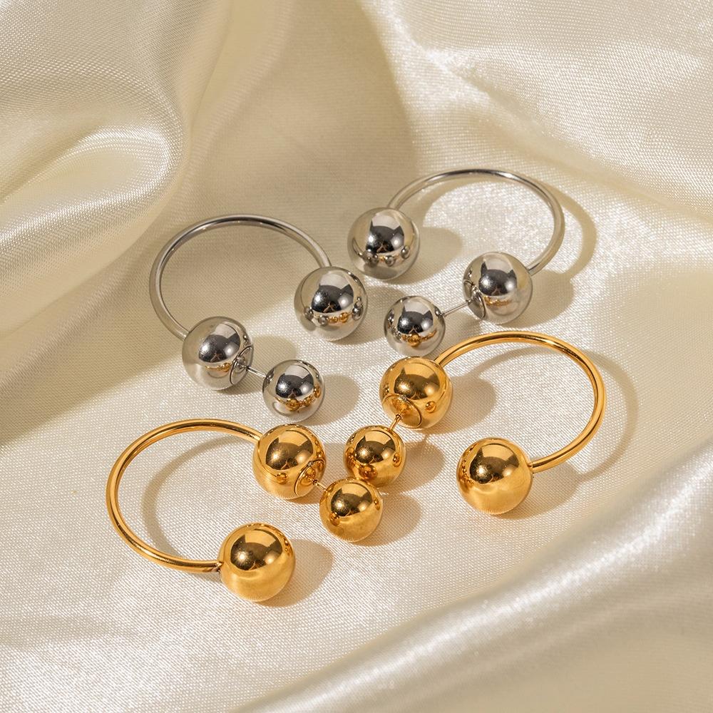 Geometric Stainless Steel Earrings Trendy Ball Design For Fashionable Women