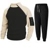 Stand Collar Loose Color-blocked Double-sleeved Outdoor Warm Sweatshirt Long-sleeved Men's Autumn and Winter Sports Suit
