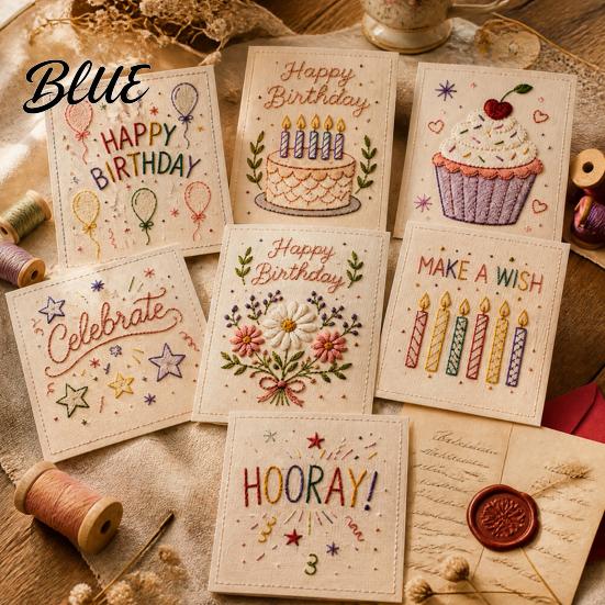 Beginner Embroidery Pattern Set Christmas Hand Card DIY Kit, Holiday Greeting Seasonal Paper Craft Project with Threads And Beads, Gift for Adults Kit