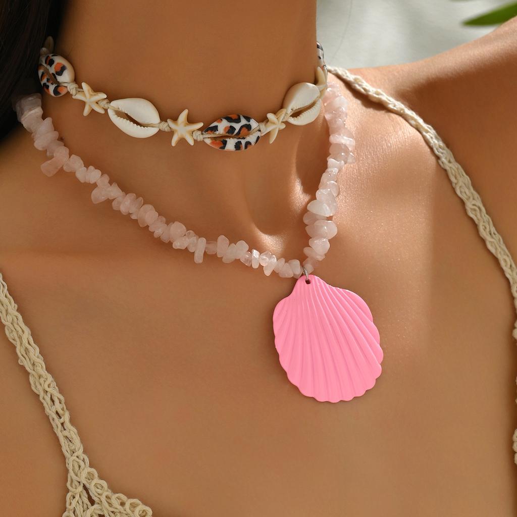 Natural Gravel Necklace European and American Jewelry Women's Bohemian Simple Fashion Marine Shell Sweater Chain