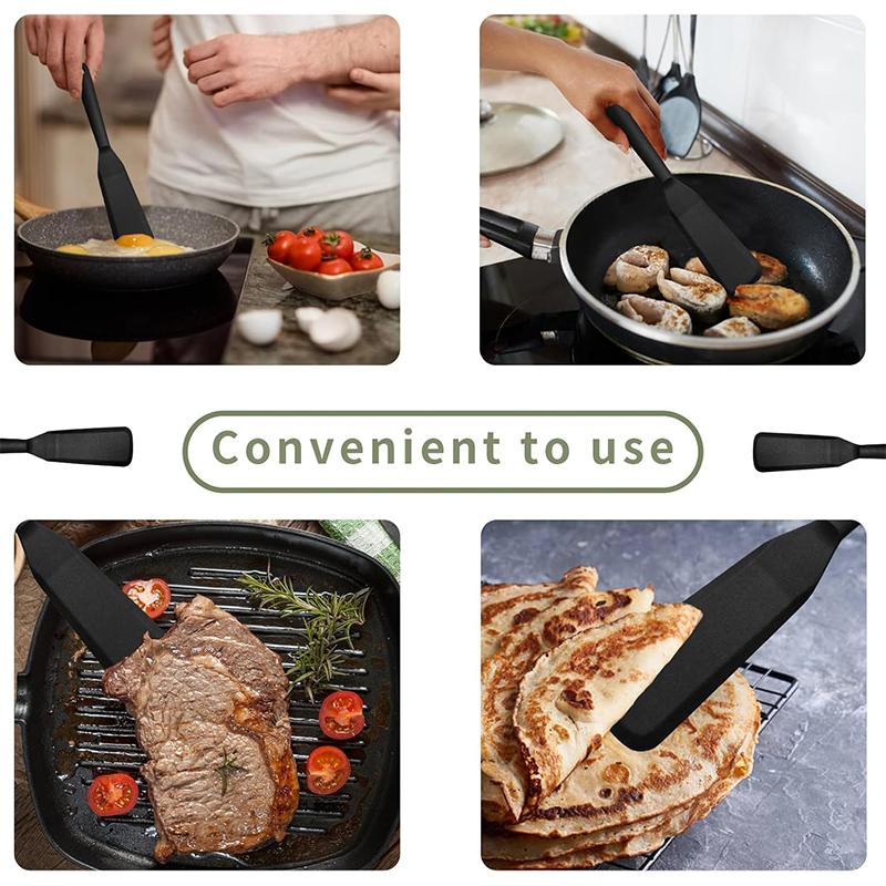 Silicone Spatulas for Cooking Heat Resistant Pancake Spatula Non Stick Long Omelette Spatula Turner BPA Free Cooking Tool Sets