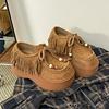 Kangaroo Shoes Women's New Autumn Design Sense Tassel All-inclusive Thick Sole Heightening Strap