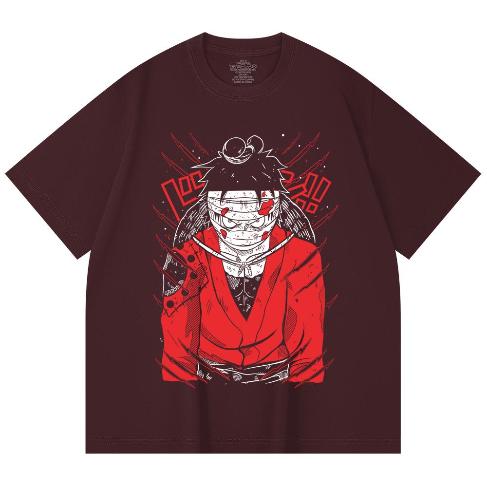 

230 Gsm 100% Cotton One Piece V26 Luffy Wano Print Unisex Heavy Cotton T Shirt 2XL