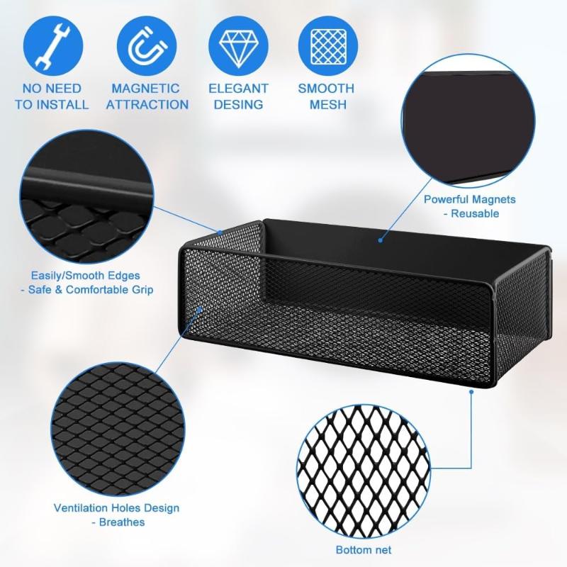 Magnetic Refrigerator Side Storage Box Strong Suction No Drilling Kitchen Organizer Shelf for Condiments Snacks Household Use