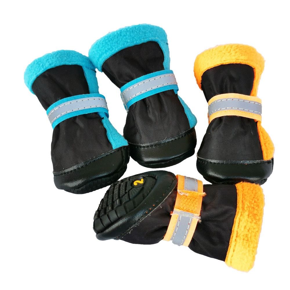 4pcs/set Reflective Dog Shoes Wear-resistant Lightweight Pet Foot Covers Anti Slip Breathable Pet Paw Protector All Seasons