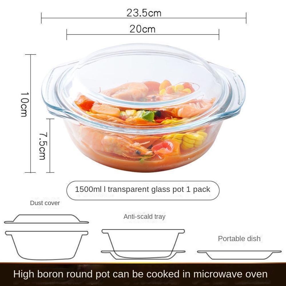 Krystallskål med høy borosilikatglass Varmebestandig husholdningskokegryte Matoppbevaringsbeholder