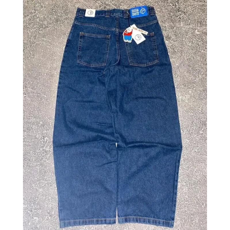 Jeans da uomo Y2K Hip Hop Vestibilità Larga Gamba Dritta Denim Con Stampa Ricamata - Cotone Lavato Blu Nero