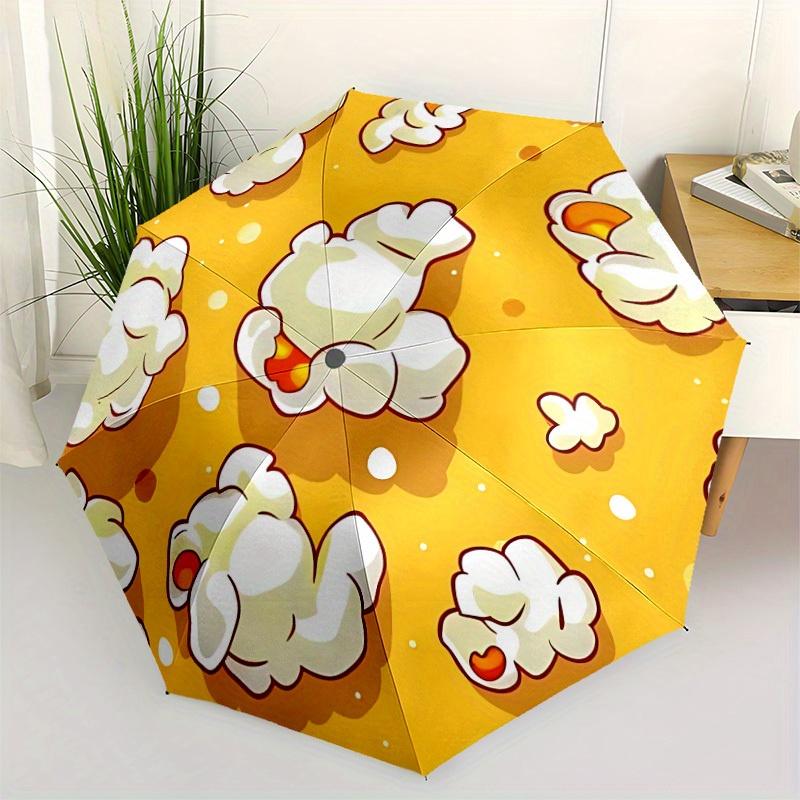 1pc Popcorn Automatic Folding Umbrella - Portable Foldable Design with 8 Ribs, Durable Plastic & Iron Frame, Casual Outdoor Accessory for Ha