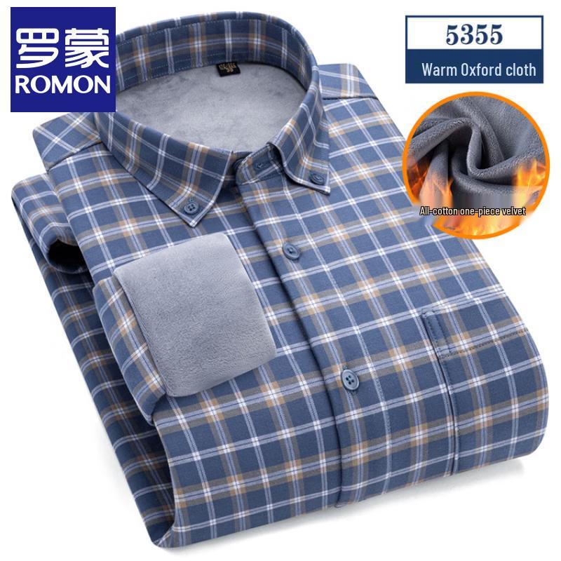 Romon Men s 100% Cotton Oxford Flannel Shirt 44
