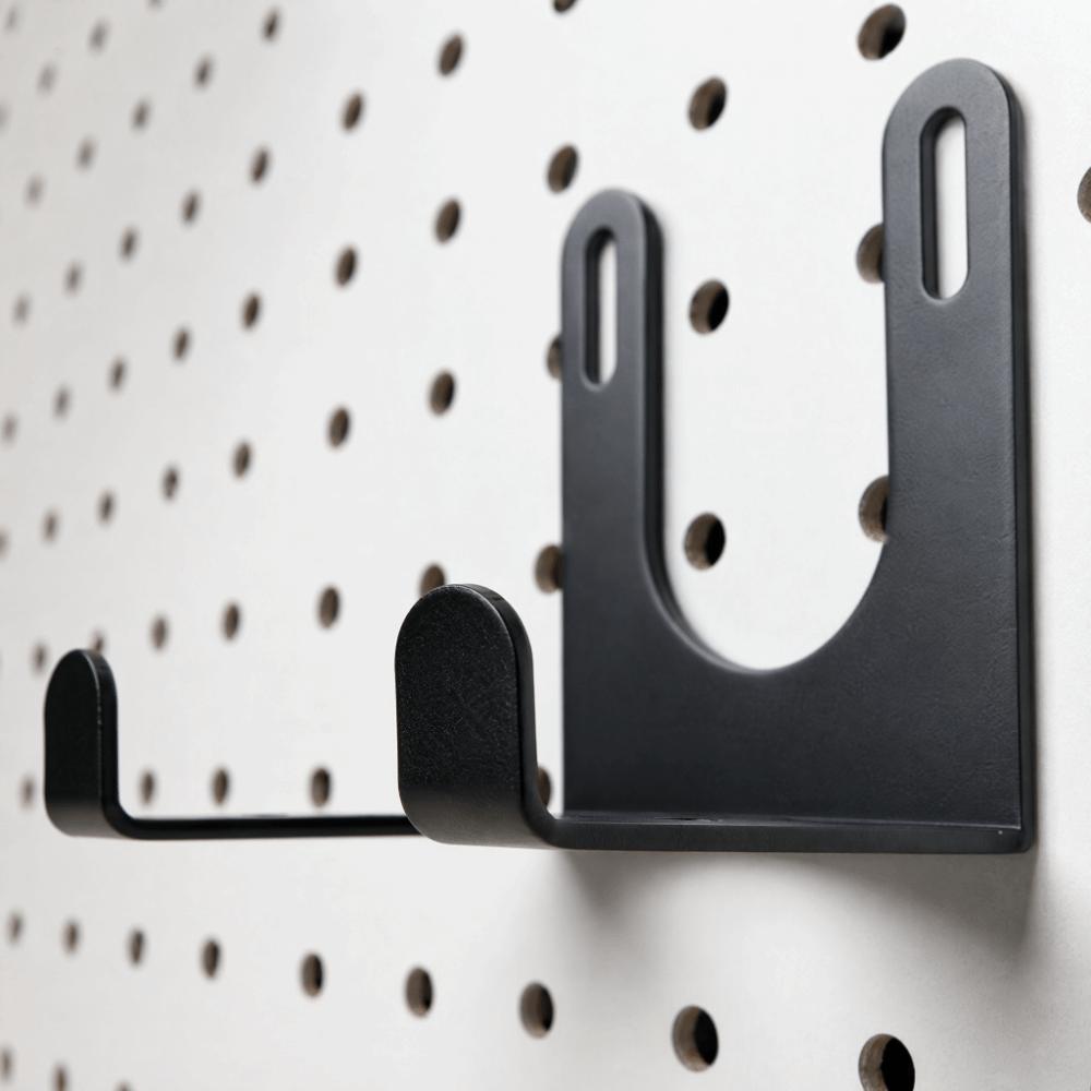 Wall Mounted Wall Mounted Hanger Double Hook Elongated Mounting Slots Storage Holder Metal Heavy Duty