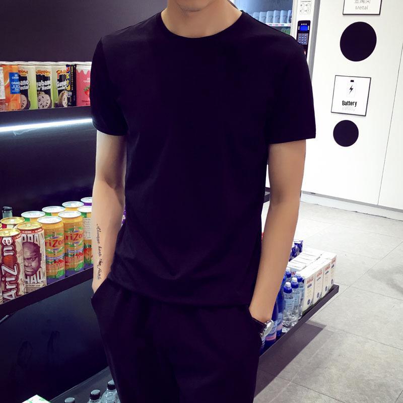 Korean Style Slim Fit Round Neck Men's Short-Sleeve T-shirt - Trendy 2025 Summer Base Layer