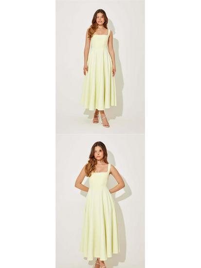 Slim Fit Strappy Midi Dress - Sexy Solid Color, Simple Style