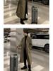 Giacca a vento da uomo di media lunghezza in stile coreano, Primavera/Autunno, Cappotto al ginocchio in lana britannica, Capospalla largo e alla moda