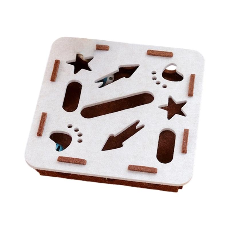 Stimulates Curiosity Felt Puzzle Toy Cats Chew Resistant Durable With Multiple Holes And 2 Bells Ball