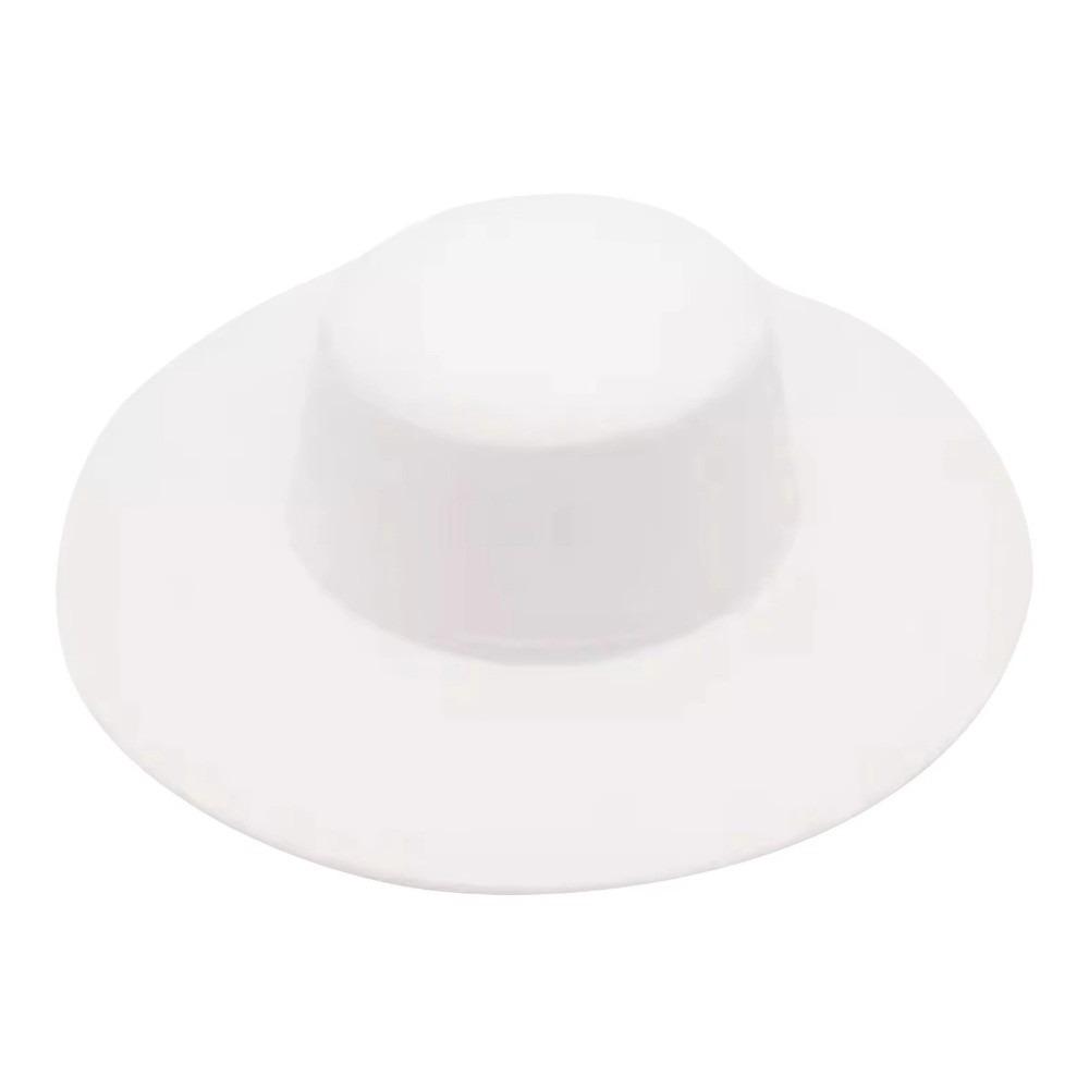 British Style Wide Brim Felt Hat Solid Color Women Jazz Hat Elegant Hepburn Style Bucket Hat Bride