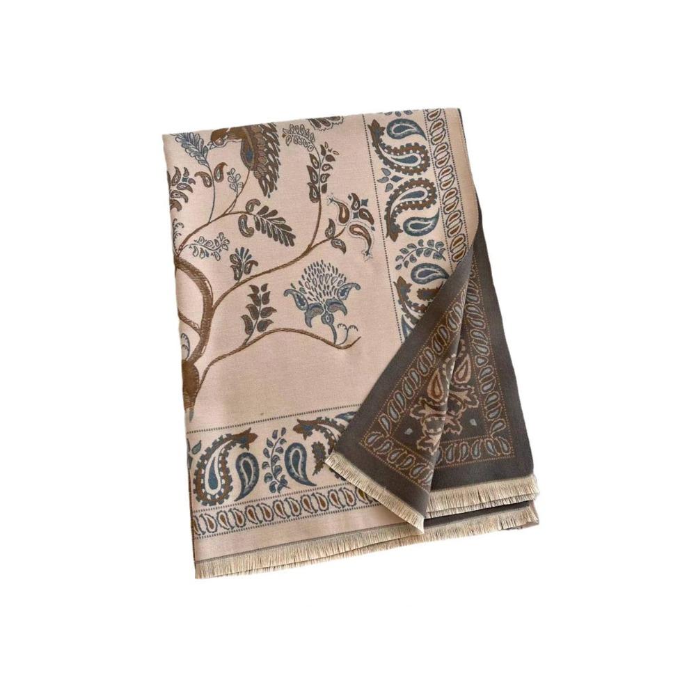 Imitation Cashmere Printed Scarf Bird Large Shawl Simple Cashmere Tassel Scarves  Male