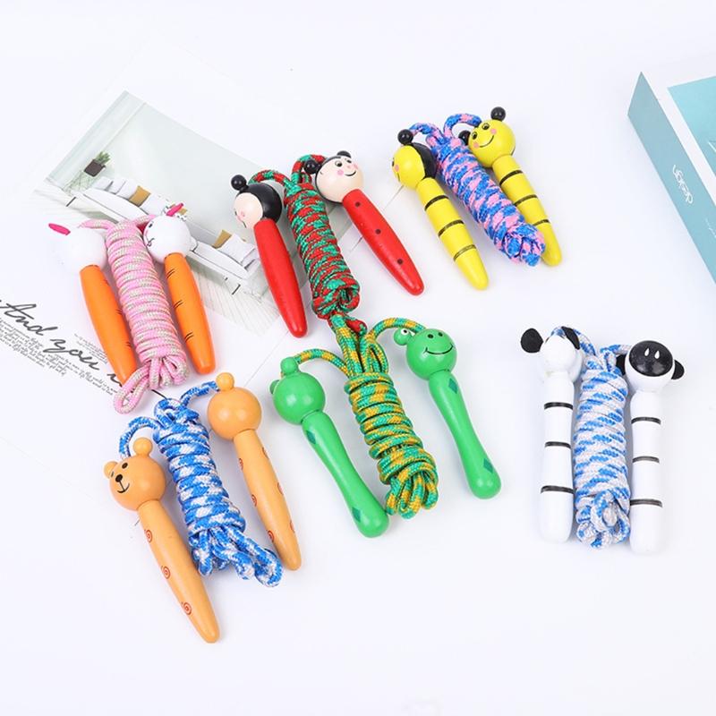 Cartoon Jump Rope Children's Cotton Jump Rope Wooden Handle Adjustable Cotton Weaving Fitness Jump Rope Exercise