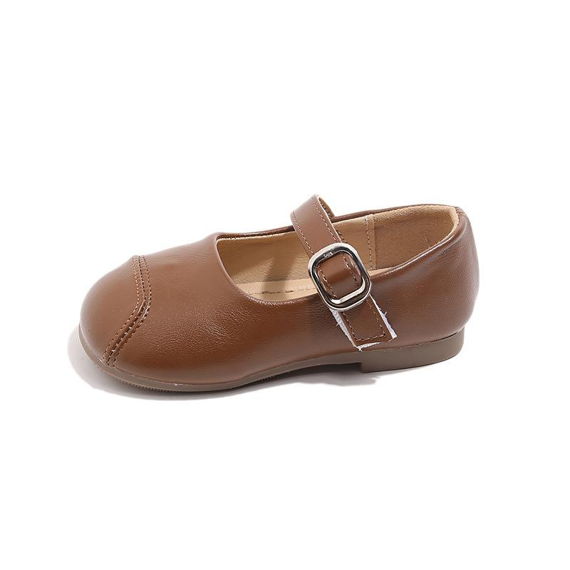 Kids Girls British Style Solid Color Soft Sole Casual Princess Leather Shoes 21